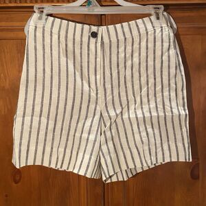 J. Crew 6" Harbor Shorts Striped 100% Linen Beige Size Small Nautical Beachy